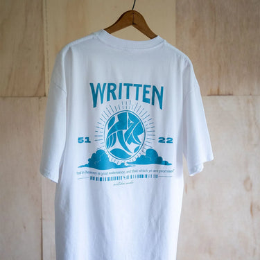 Maktoob written white t-shirt, mistakes Made, arabic letters